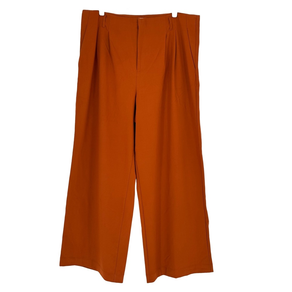 A New Day Wide Leg Pants Burnt Orange Pleated High Rise 16